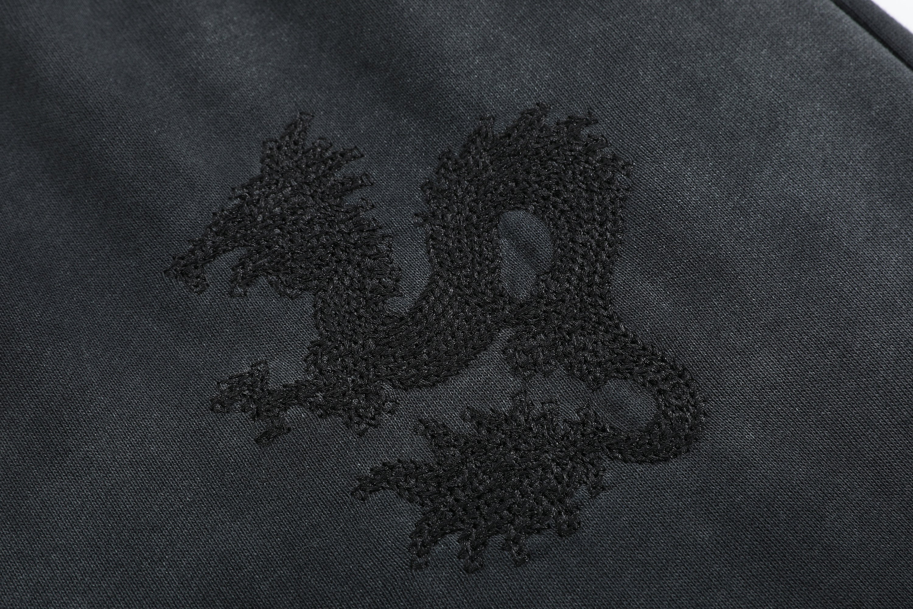 no E mosen(noE)日晒水洗RUDEBRAT侧篇幅刺绣baggy版型直筒卫裤