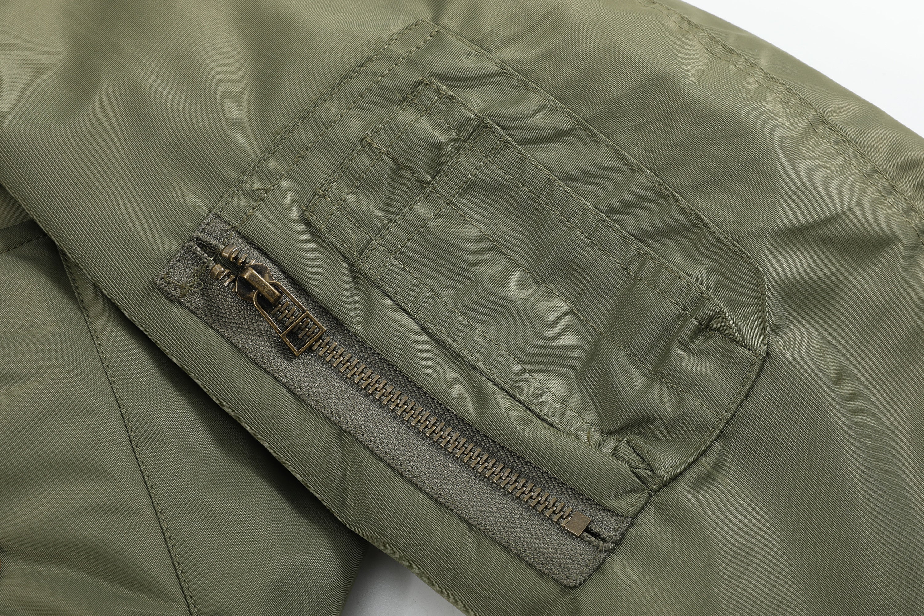 no E mosen(noE)豹纹毛领机车军绿色短款双形态bomber棉服