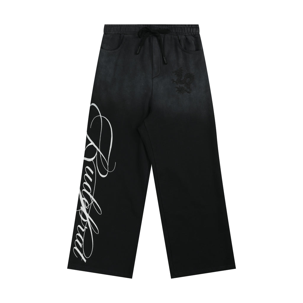 no E mosen(noE)日晒水洗RUDEBRAT侧篇幅刺绣baggy版型直筒卫裤