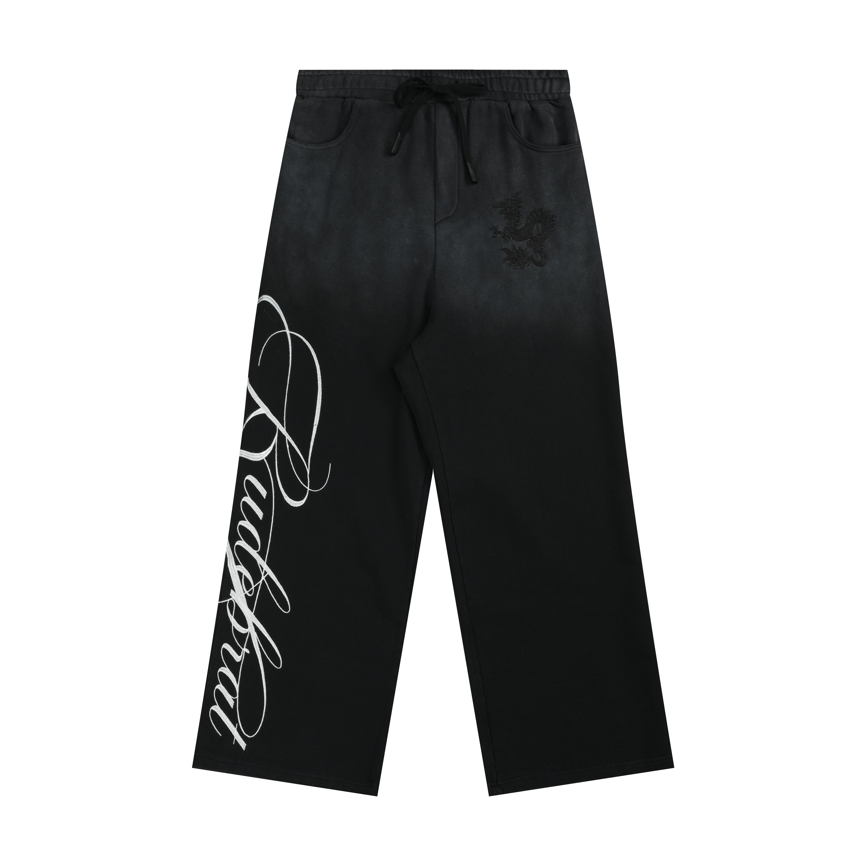 no E mosen(noE)日晒水洗RUDEBRAT侧篇幅刺绣baggy版型直筒卫裤