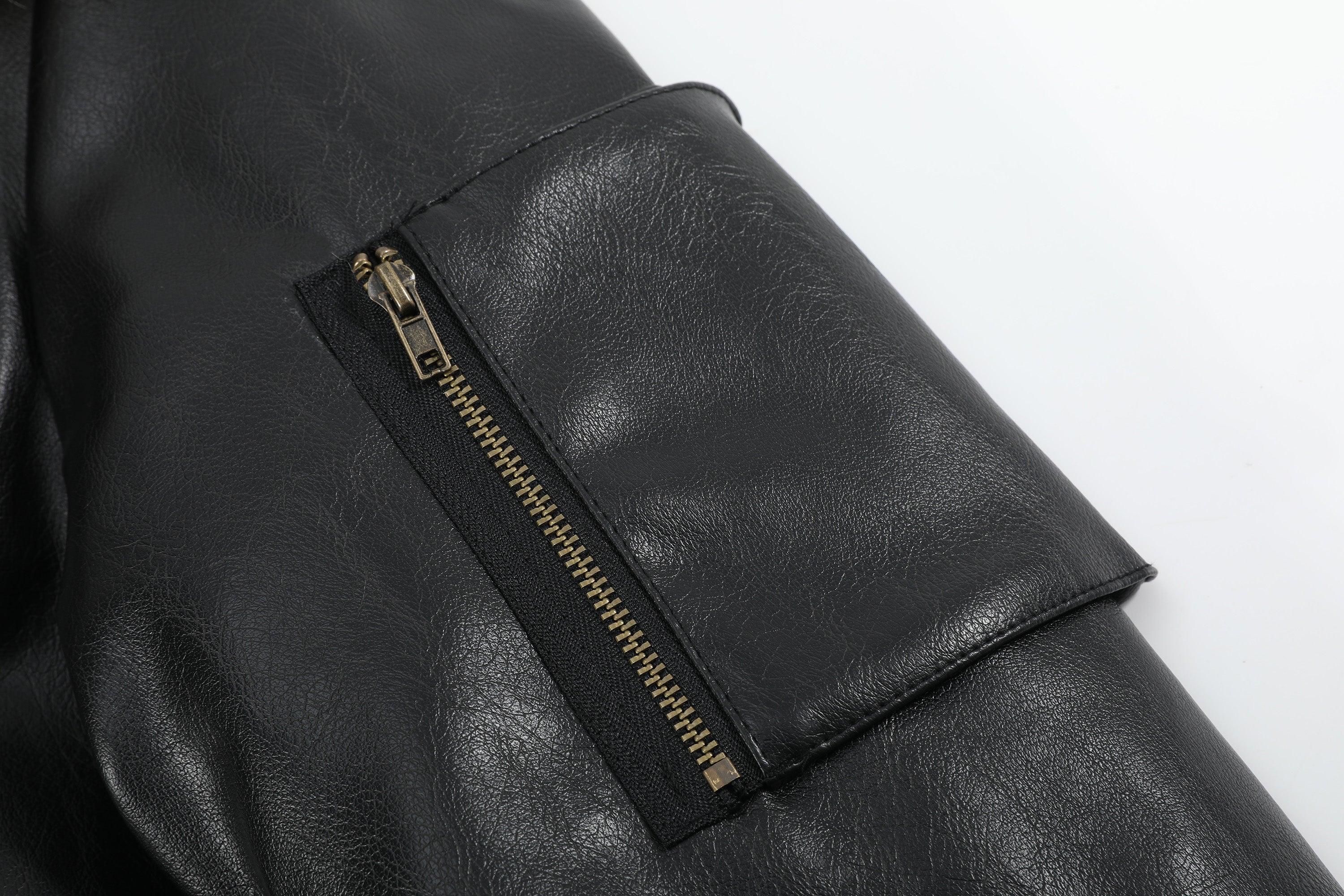 no E mosen(noE)可拆卸毛领多穿法修身版型夹棉皮加厚皮夹克