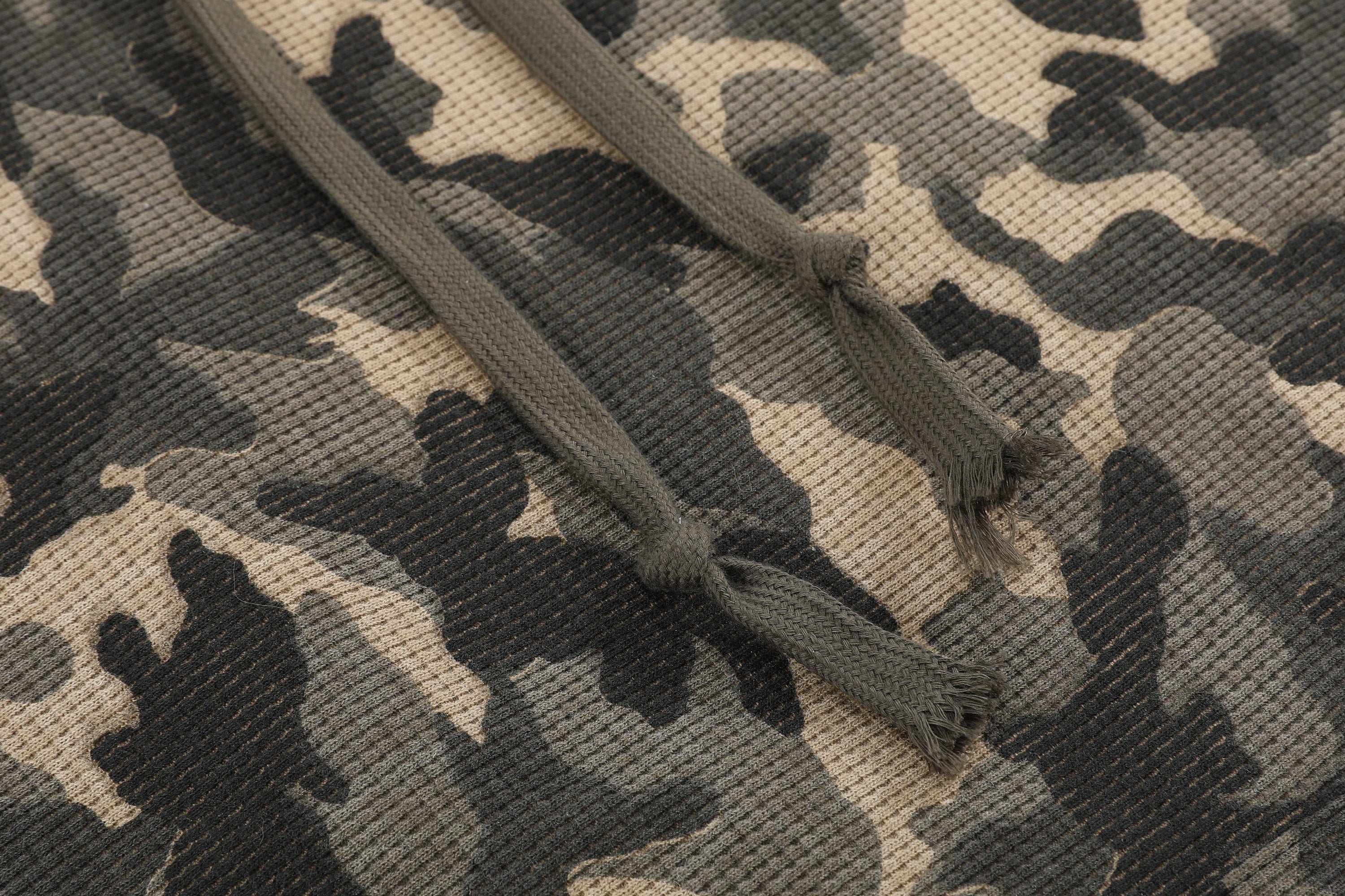 noEmosen(noE）火焰迷彩华夫格定制380G连帽秋冬合身街头卫衣