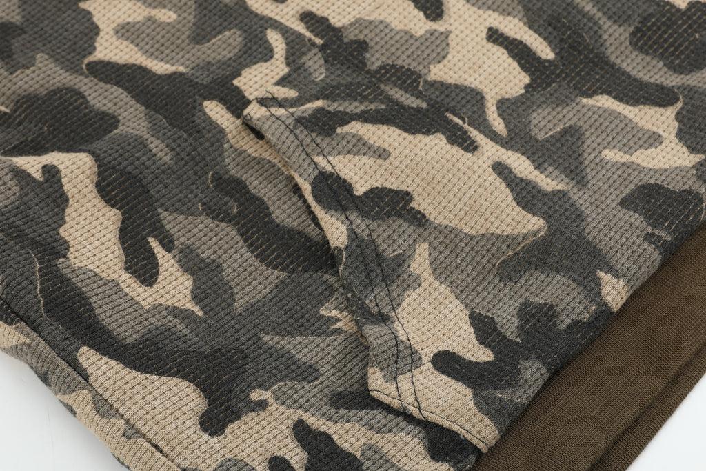 noEmosen(noE）火焰迷彩华夫格定制380G连帽秋冬合身街头卫衣