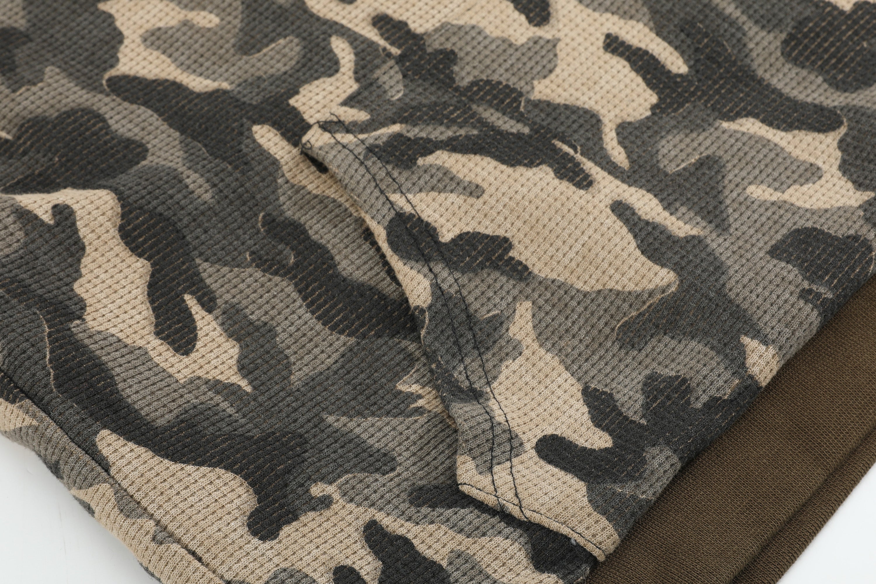 noEmosen(noE）火焰迷彩华夫格定制380G连帽秋冬合身街头卫衣