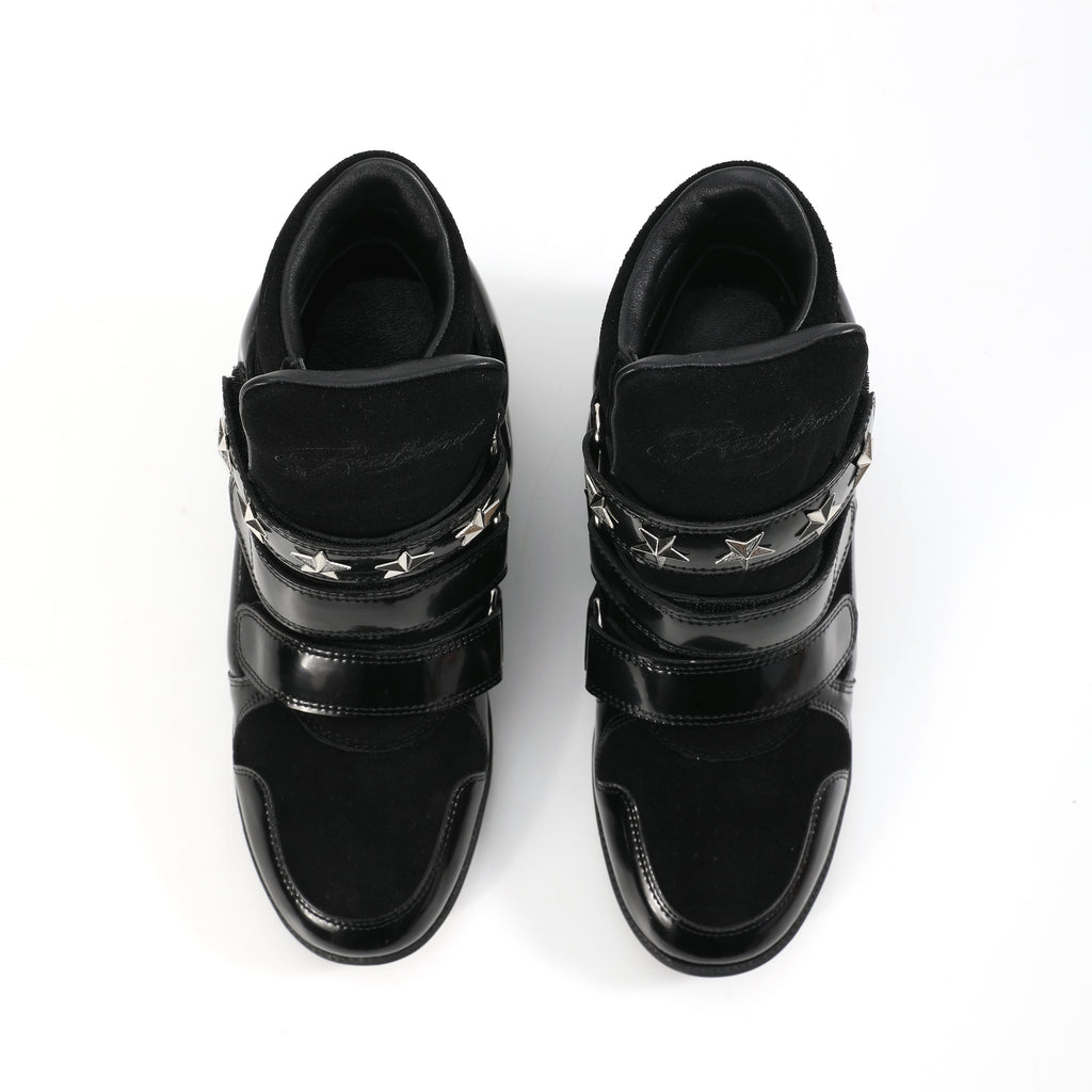 noEmosen(noE) N02 漆皮复古铆钉原创休闲厚底内增高坡跟运动板鞋