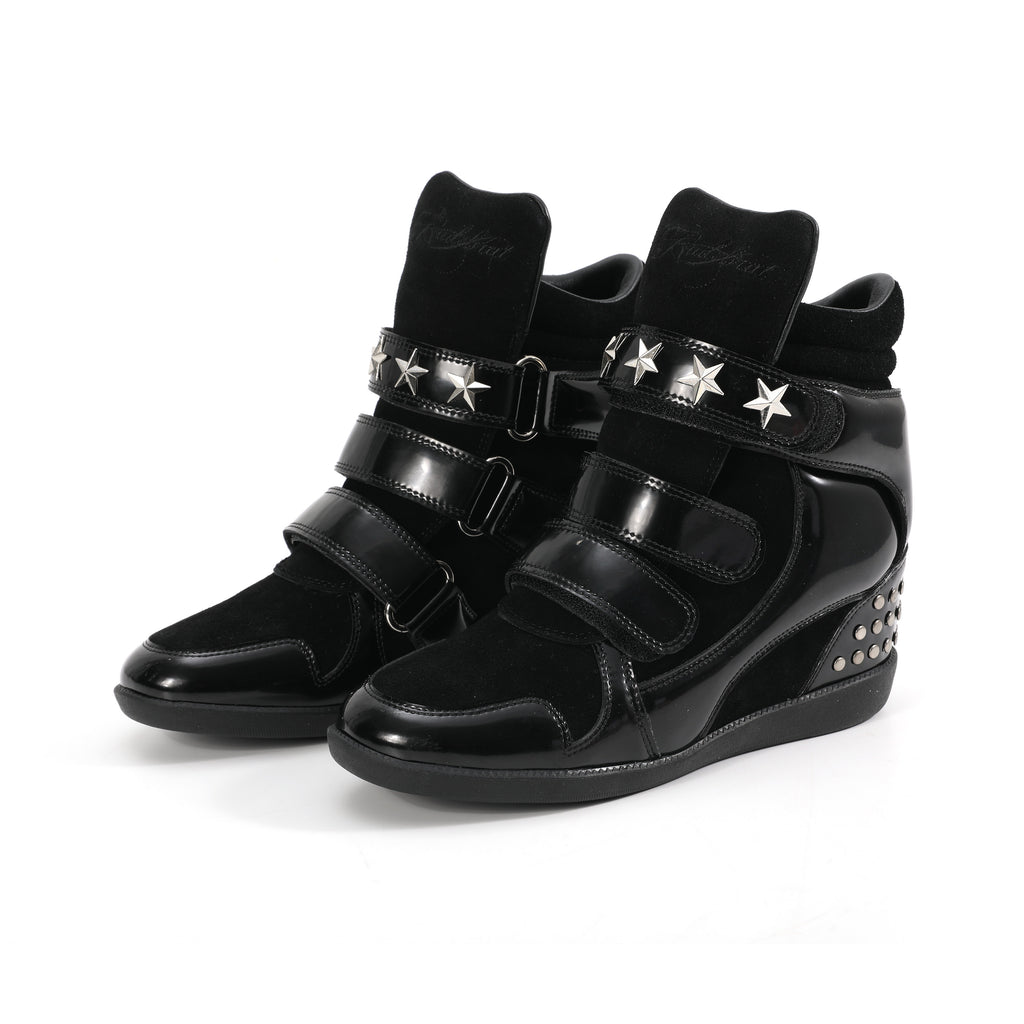 noEmosen(noE) N02 漆皮复古铆钉原创休闲厚底内增高坡跟运动板鞋