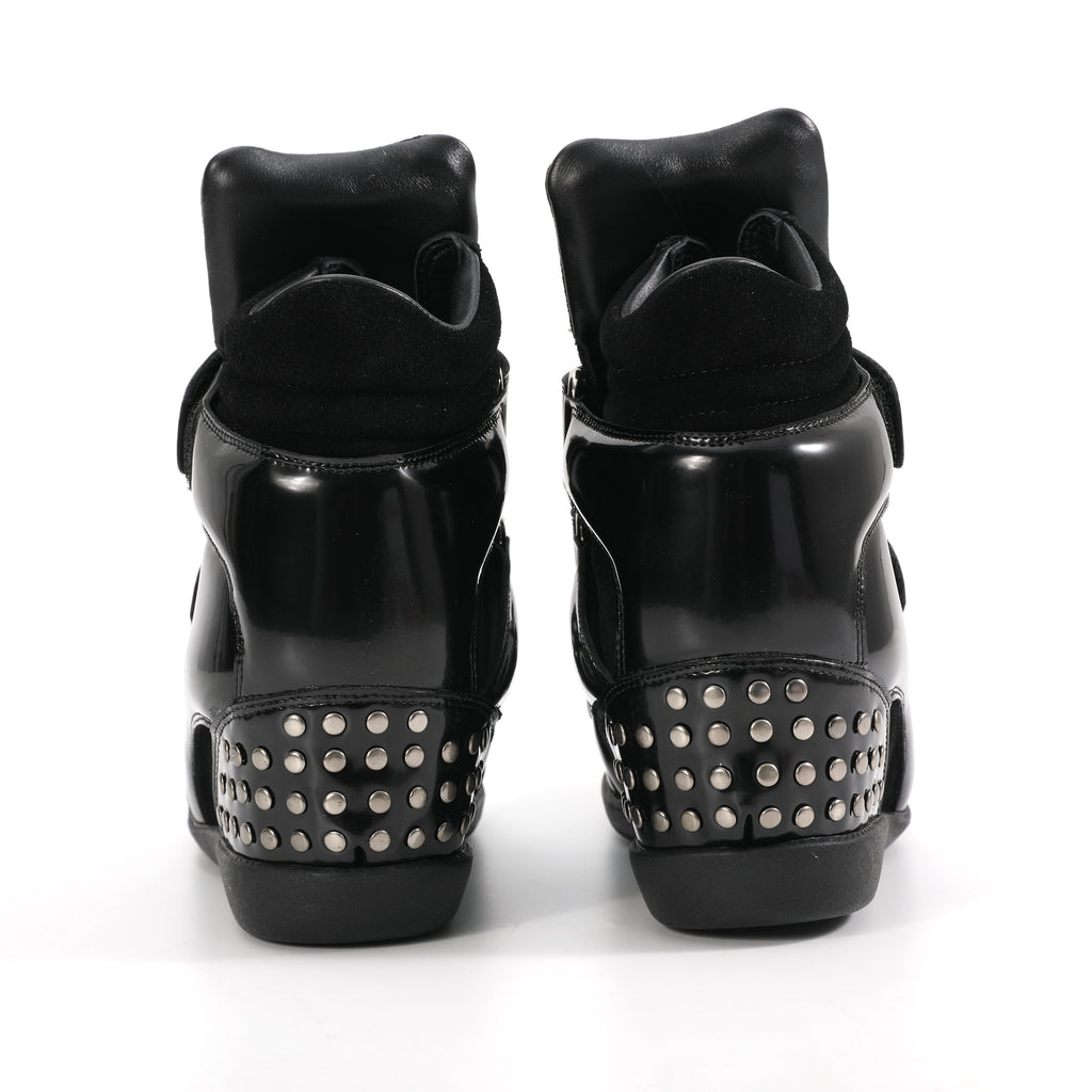 noEmosen(noE) N02 漆皮复古铆钉原创休闲厚底内增高坡跟运动板鞋