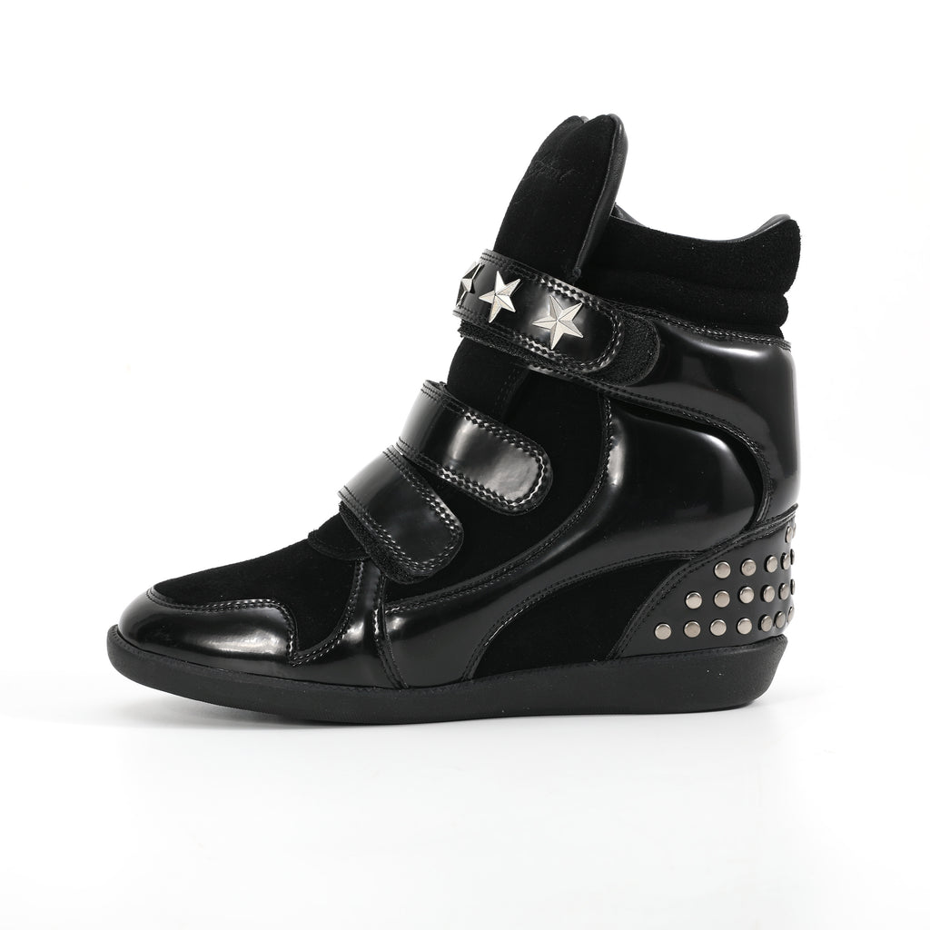 noEmosen(noE) N02 漆皮复古铆钉原创休闲厚底内增高坡跟运动板鞋