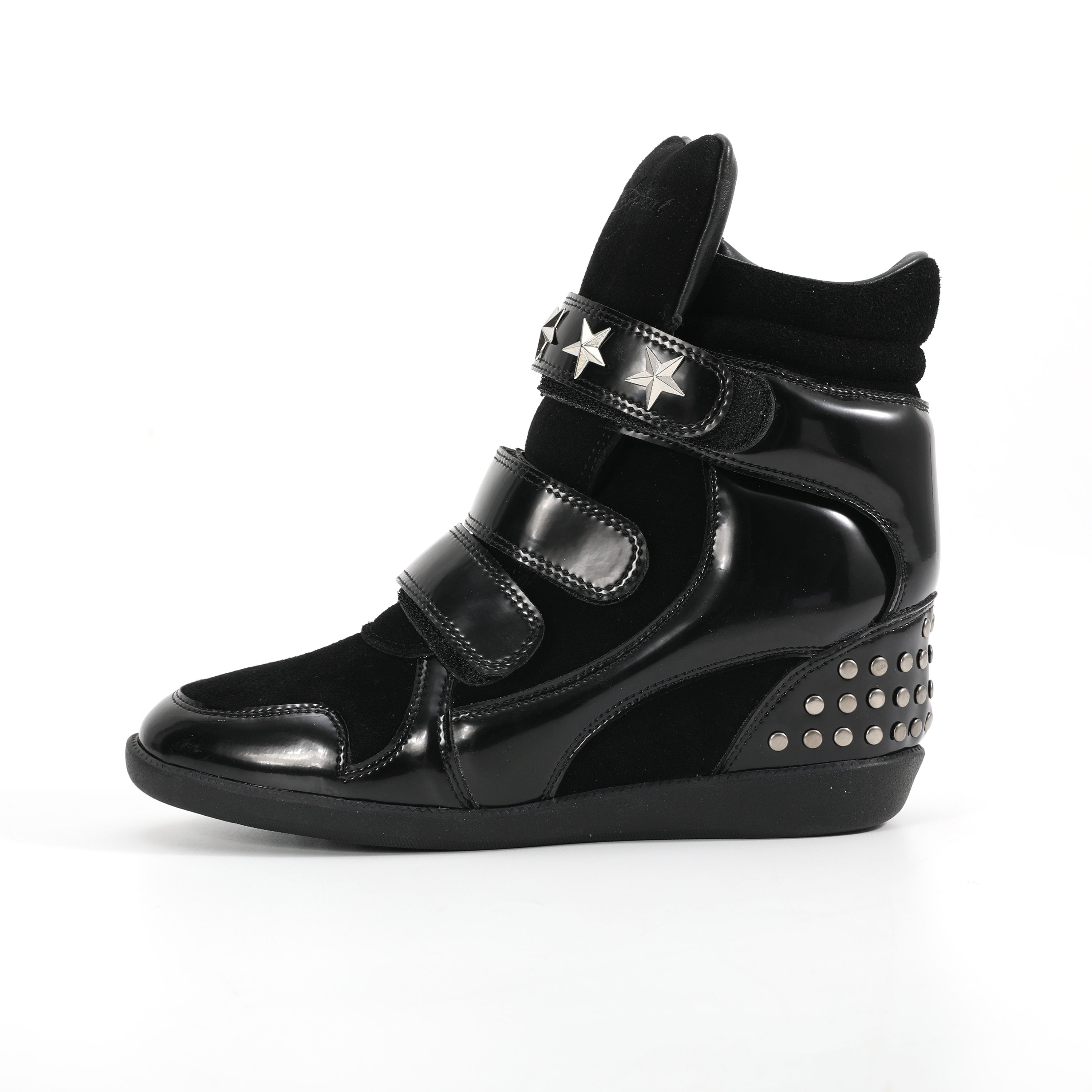 noEmosen(noE) N02 漆皮复古铆钉原创休闲厚底内增高坡跟运动板鞋