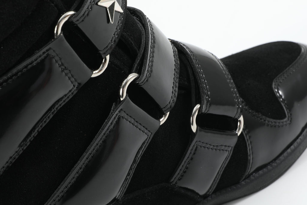 noEmosen(noE) N02 漆皮复古铆钉原创休闲厚底内增高坡跟运动板鞋