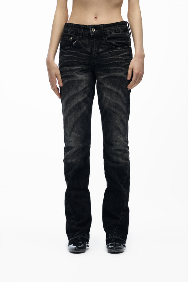 noEmosen 3D Printed Washed Denim Jeans