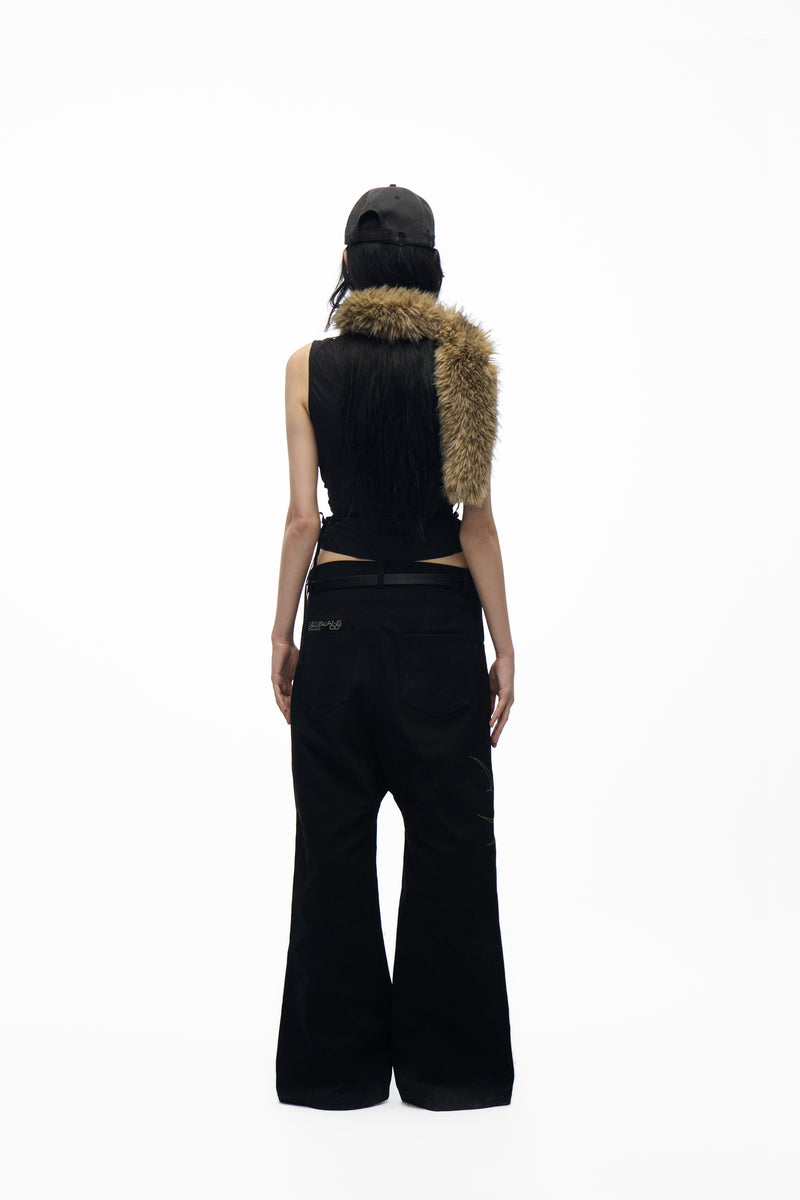 noEmosen Embroidered Drop-Crotch Pants