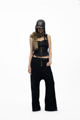 noEmosen Embroidered Drop-Crotch Pants