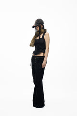 noEmosen Embroidered Drop-Crotch Pants