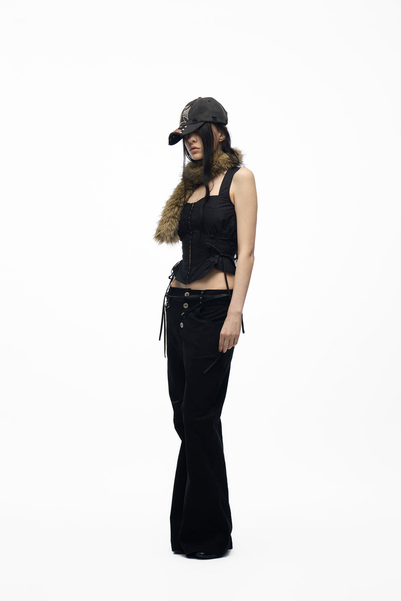 noEmosen Embroidered Drop-Crotch Pants
