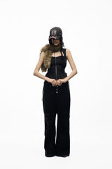 noEmosen Embroidered Drop-Crotch Pants