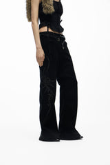 noEmosen Embroidered Drop-Crotch Pants