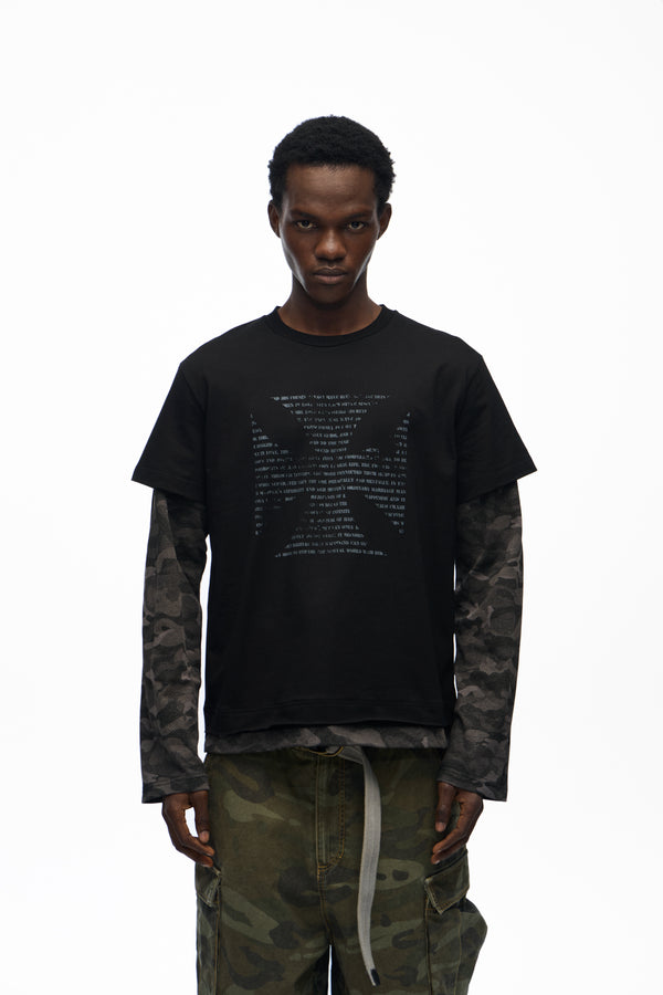 noEmosen Graphic Faux Layered Long Sleeve