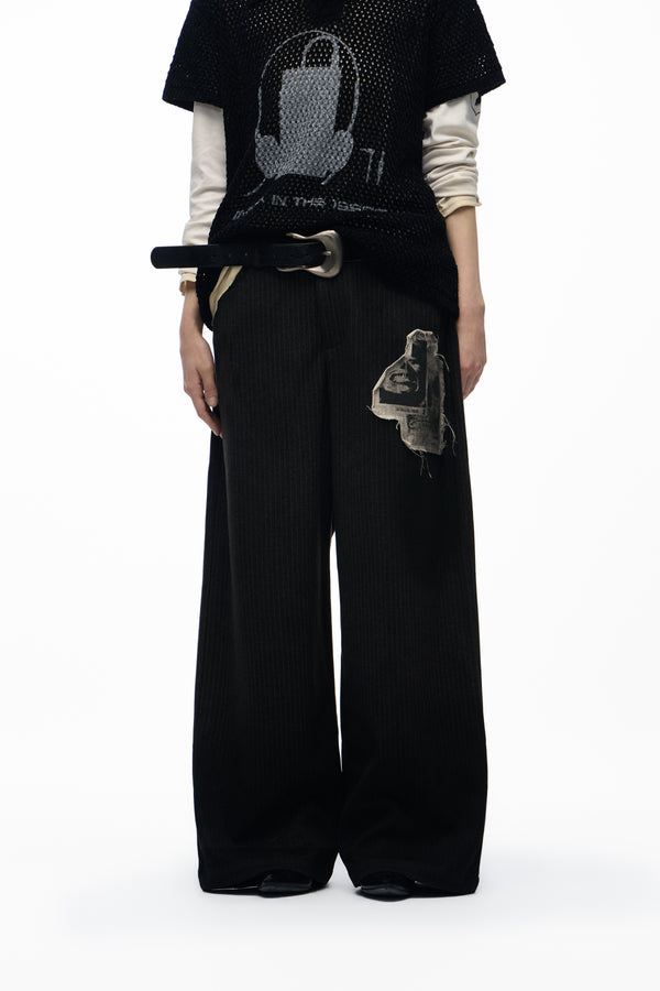 noEmosen Patch Detail Casual Trousers