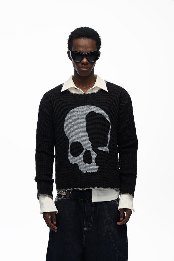 noEmosen Skull Graphic Sweater