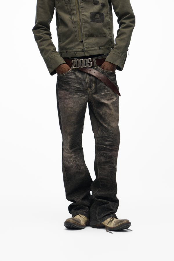 noEmosen Snake Print Washed Canvas Pants
