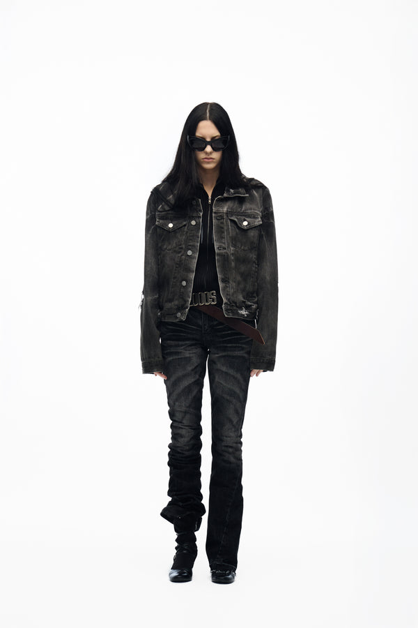 noEmosen Vintage Washed Distressed Jacket