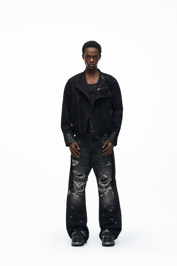 noEmosen Washed Destroyed Bootcut Jeans