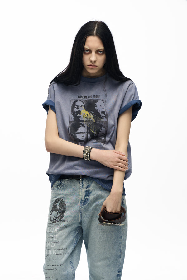 noEmosen Washed Printed T-Shirt