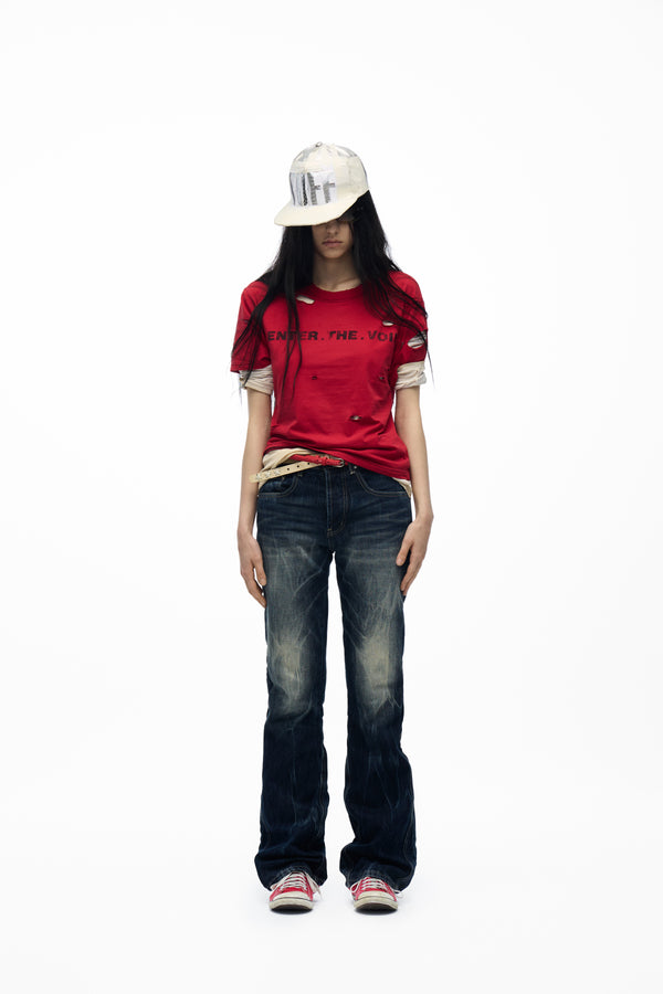 noEmosen Wavy Embroidered Bootcut Pants